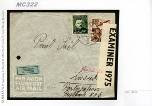 SLOVAKIA WW2 Cover UNDERCOVER ADDRESS *PO BOX 506* Lisbon 1942 Censor MC322