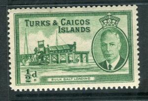 TURKS & CAICOS; 1950 early GVI issue fine MINT MNH unmounted 1/2d. value