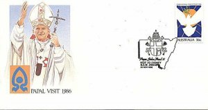 AUSTRALIA 1986 POPE VISIT SPECIAL COVER & POST MARK