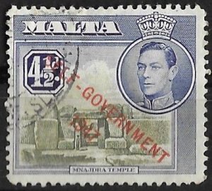 Malta # 215 Geo.VI  SELF-GOVERNMENT 1947   o/ptd   4½d. (1) VF  Used