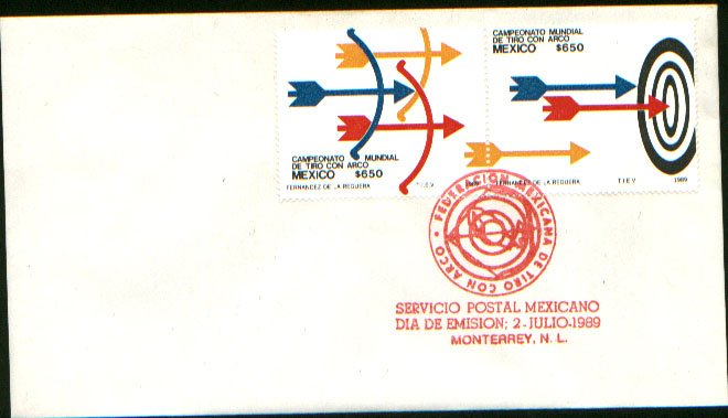 MEXICO 1618-1619, FDC PAIR  Archery Championships. F-VF.