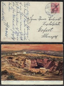 Jerusalem 1909 - Germany Levant postcard send to Erfurt 10Centimes red