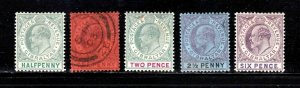 Gibraltar stamps #39 - 43, MHOG & used,  CV $96.45