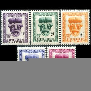 IVORY COAST 1960 - Scott# J19-23 Masks Set of 5 NH