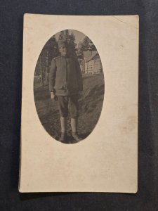 WW1 Imperial German Soldier Uniform Oval Portrait Photo Military Postcard RPPC