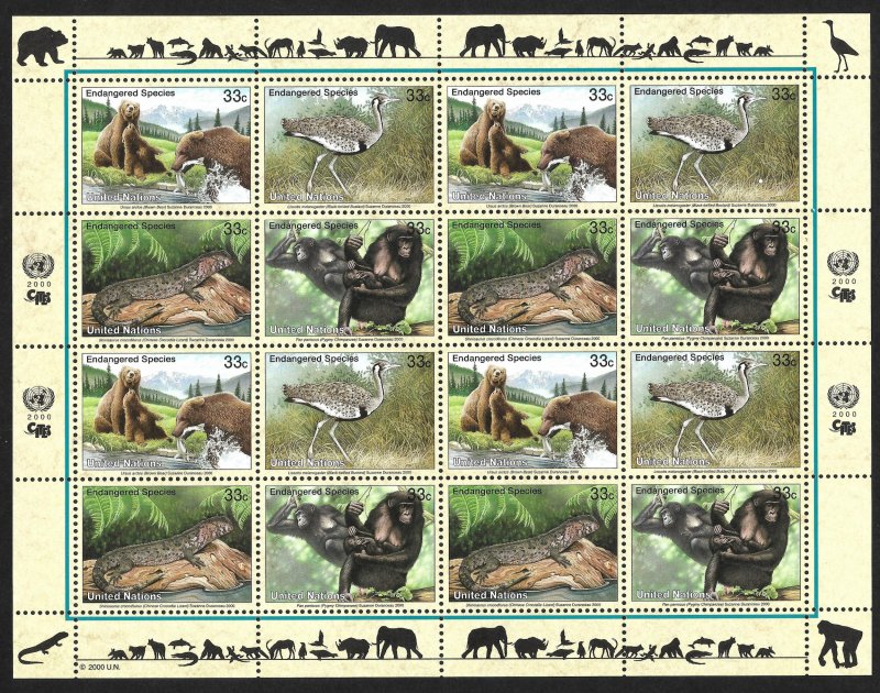 Doyle's_Stamps: 2000 U.N. Endangered Species Sheet Set