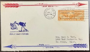 C19 Unknown Designer Winged Globe Airmail FDC 1934