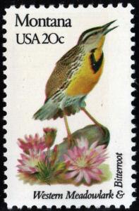 SC#1978 20¢ State Birds & Flowers: Montana (1982) MNH