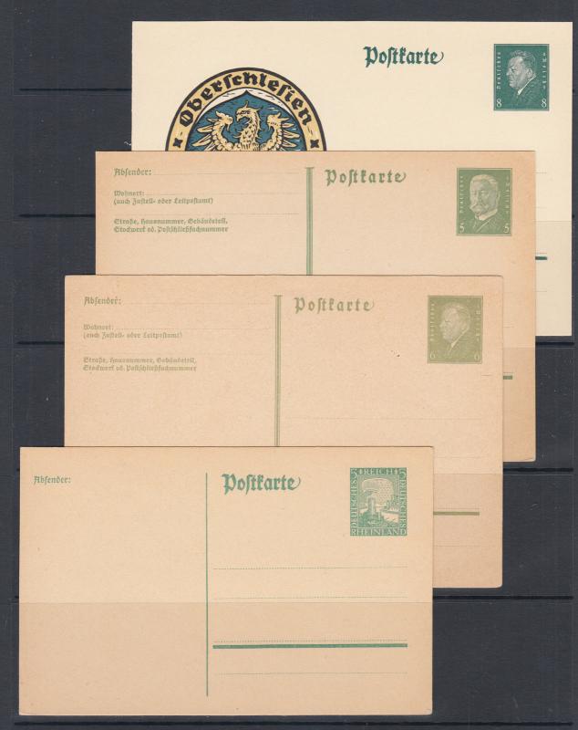 Germany Mi P190/P204 unused. 1931-32 Postal cards, 4 different, sound, F-VF.