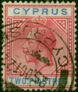 Cyprus 1922 2pi Carmine & Blue SG93 Fine Used