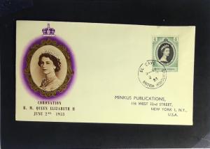 British Honduras - 1953 Queen Elizabeth II Coronation FDC / Minkus Cache - Z2389