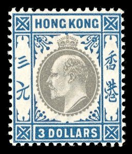 Hong Kong 1903 KEVII $3 slate & dull blue superb MNH. SG 74. Sc 83.