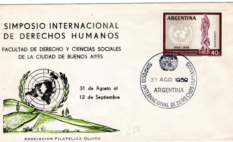 Argentina 1959 Congress of Human Rights (UN) Bs.As.Special Postmark Cover