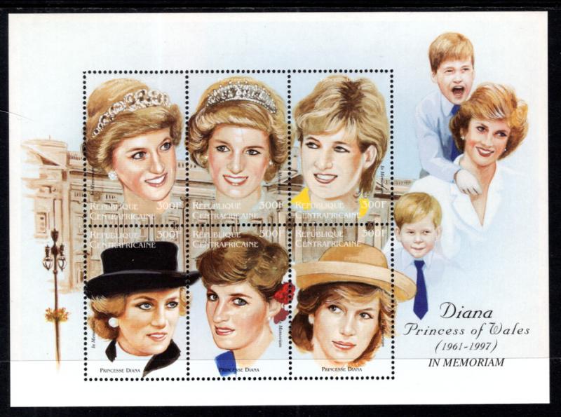 Central African Republic 1159 Princess Diana Souvenir Sheet MNH VF