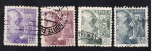 Spain 1940 20c, 25c, 40c & 50c Franco, Scott 693-694, 697, 699 used