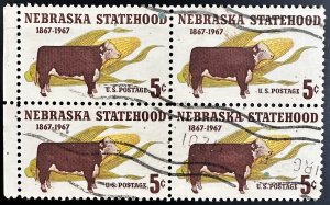 US #1328 Used Block of 4 VF - 5c Nebraska 1967 [BB308]