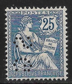 France Scott #136 F- VF - Unused (MH) Perfin - REDUCED!!  50%