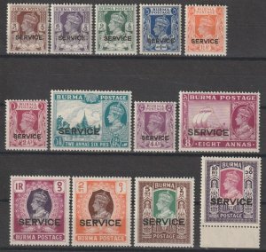 BURMA 1946 SG O28/40 MNH