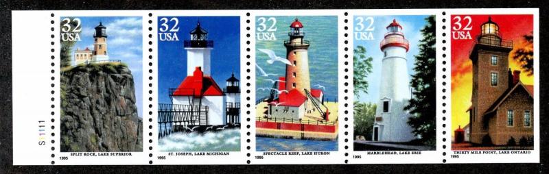 U.S. Scott 2973a 1995 Great Lakes Lighthouses Booklet Pane