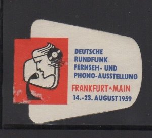 Germany 1959 Frankfurt Radio, TV & Phonograph Exposition Advertising Stamp MNHOG