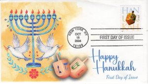 AO-3880-3, 2004, Hanukkah Memorial, First Day Cover, Standard Postmark, Add-on C