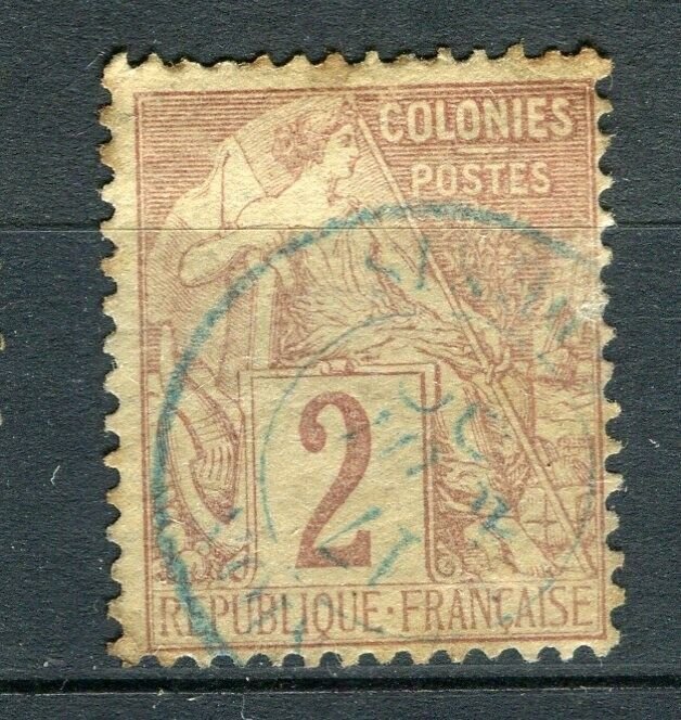 FRENCH COLONIES; 1880s General issue used 2c. value + Postmark,