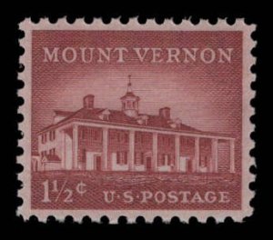 Scott #1032 MNH OG Mount Vernon Dry Printing eGraded With Certificate Gem 100