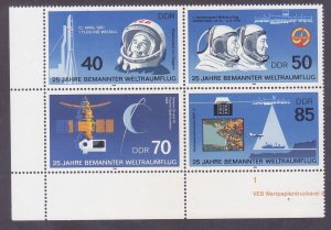 Germany DDR 2531a MNH 1986 Manned Space Flight 25th Anniversary Block of 4 VF