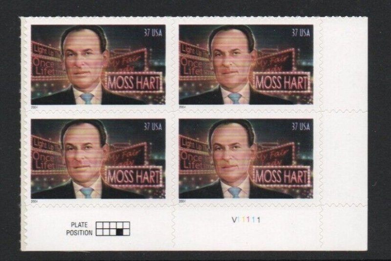 ALLYS STAMPS US Plate Block Scott #3882 37c Moss Hart [4] MNH F/VF [STK]