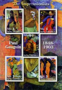 Eritrea 2002 PAUL GAUGUIN THE IMPRESSIONISTS PAINTINGS Sheetlet (5) MNH