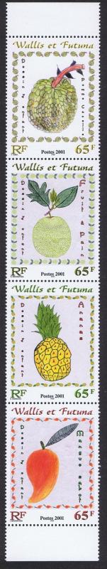 Wallis and Futuna Children's Fruit Paintings strip of 4v SG#784-787 SC#545-546