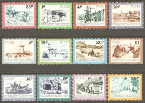 GUERNSEY Sc# J30 - J41 MNH FVF Set of 12 Scenes Farm Animals Ships Harbors