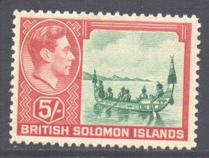 BSI Solomon Islands Scott 78 - SG71, 1939 George VI 5/- MH*