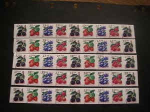 Scott 3302-5, 33c Berries, PNC9 #B1111, #B1112, #B2211, #B2221, #B2222, Complete