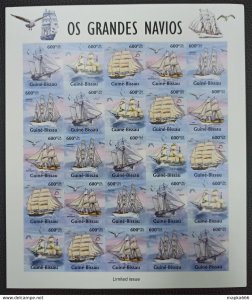 QW38 IMPERF 2013 GUINEA-BISSAU SAILING SHIPS BIRDS #6718-22 ! UNIQUE SH MNH