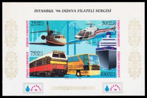 Turkey Scott 2660 Imperf Souvenir Sheet, Blk Heading(1996)Mint NH VF, CV$85.00 C