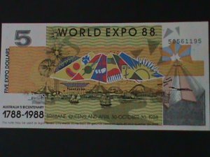 AUSTRALIA-1988-WORLD EXPO'88-BICENTENARY OF AUSTRALIA $5 DOLLARS-UN-CIR-VF