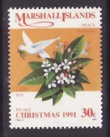 Marshall Islands-Sc#412- id7-unused NH 30c Christmas-1991-