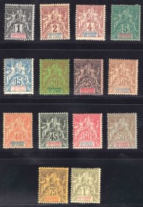 MOMEN: FRENCH COLONIES INDIA SC #1-4,7,9,10,12,14-19 MINT OG H LOT #65872