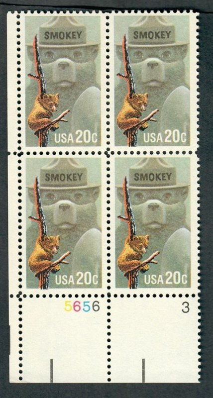 2096 Smokey Bear Fire Prevention MNH Plate Block - LL