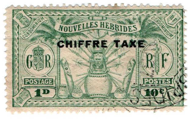 (I.B) New Hebrides Revenue : Duty (Chiffre) 1d