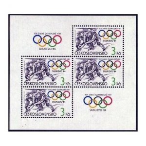 Czechoslovakia 2496a sheet,MNH.Michel Bl.57. Olympics Sarajevo-1984.Ice hockey.