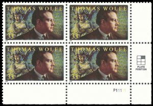 PCBstamps   US #3444 PB $1.32(4x33c)Thomas Wolfe, MNH, (PB-4)