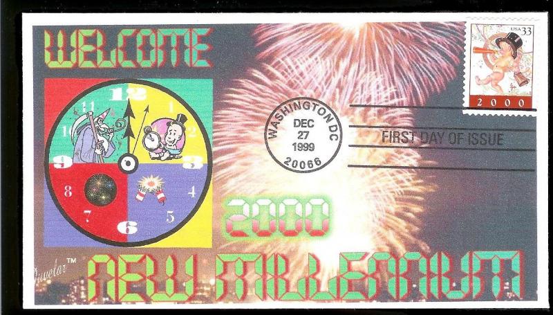 UNITED STATES FDC 33¢ New Millenium Baby New Year 1999 Juvelar