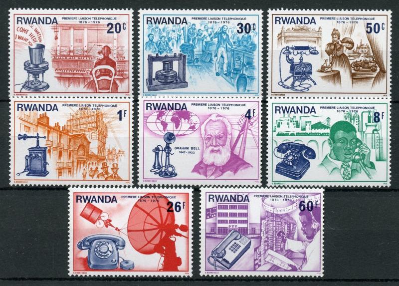 Rwanda 1976 MNH Telephone Cent Graham Bell 8v Set Science & Invention Stamps