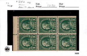 United States Postage Stamp, #552 Booklet Pane Mint NH, 1923