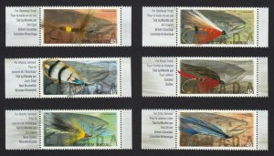 FLY FISHING FLIES = FISH = Set of 6 sts from Booklet Canada 1998 #1715-1720 MNH