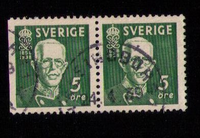 Sweden Sc 278a/278 Used (Facit #266bc) Vert. Pair 1938 Very Fine