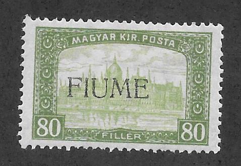 Fiume Scott 15 Mint 80f Overprint on Hungarian stamp 2018 CV $13.00