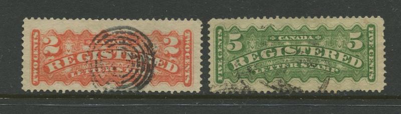 Canada  #F1,F2  Used  1875  2 Single Stamps